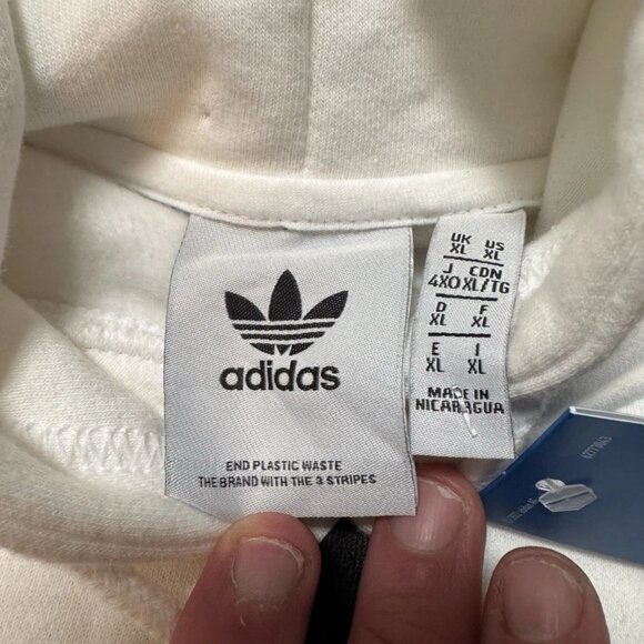 adidas Originals Trefoil Big Logo Hoodie XL White Streetwear Classic NWT - Picture 12 of 13